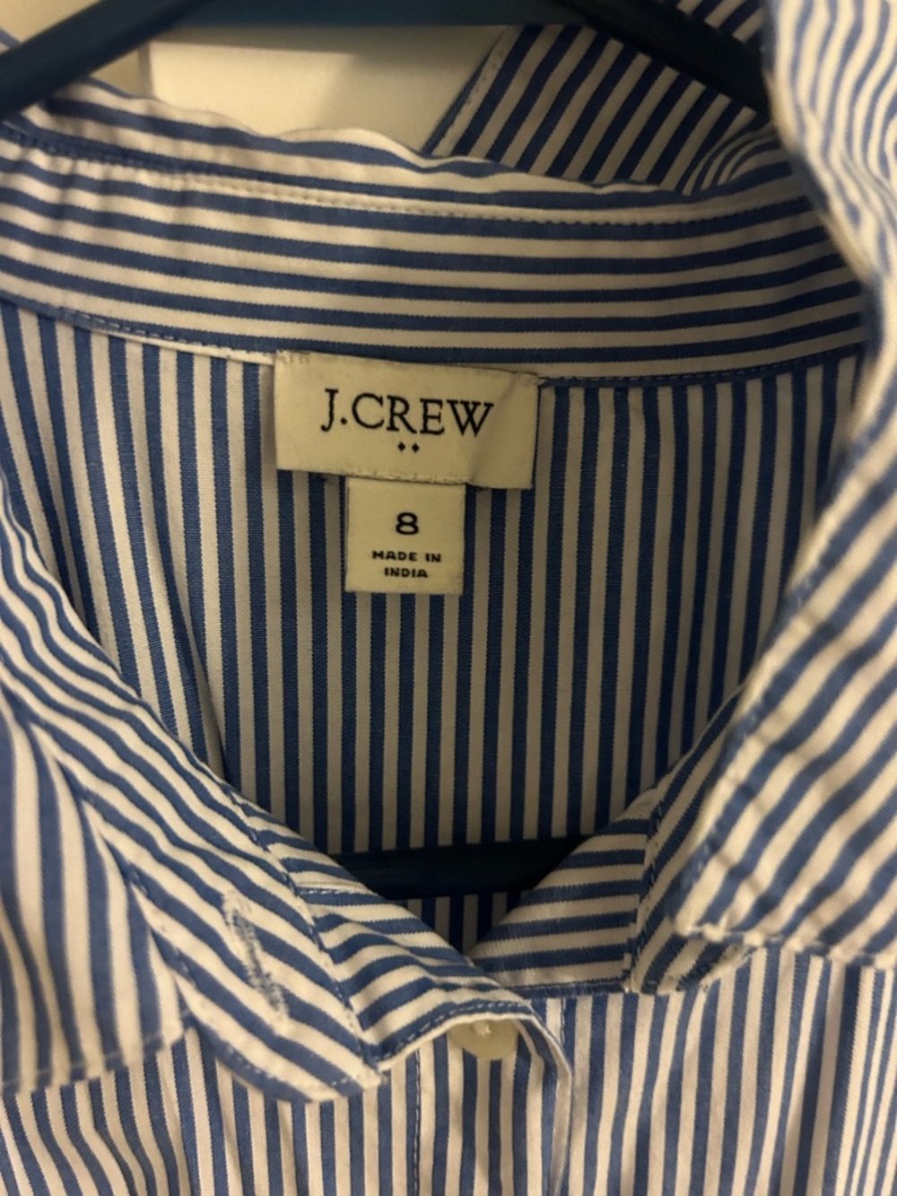 J Crew Button-Front Blue & White Stripe Shirt Dress with Belt Size 8 - Picture 2 of 8